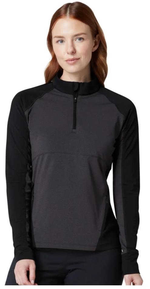 Callaway Lightweight Knit Heathered 1/4 Zip damskjorta med långa ärmar, ebony heather