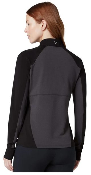 Callaway Lightweight Knit Heathered 1/4 Zip damskjorta med långa ärmar, ebony heather