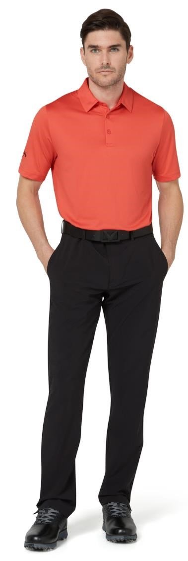 Callaway Swing Tech Tour Fit Solid herr polo, spiced coral