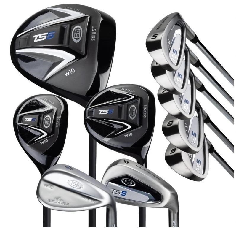U.S. Kids Golf TS5-57 (145cm) 10-Club junior golfset, grafit + ställväska, marinblå/vit
