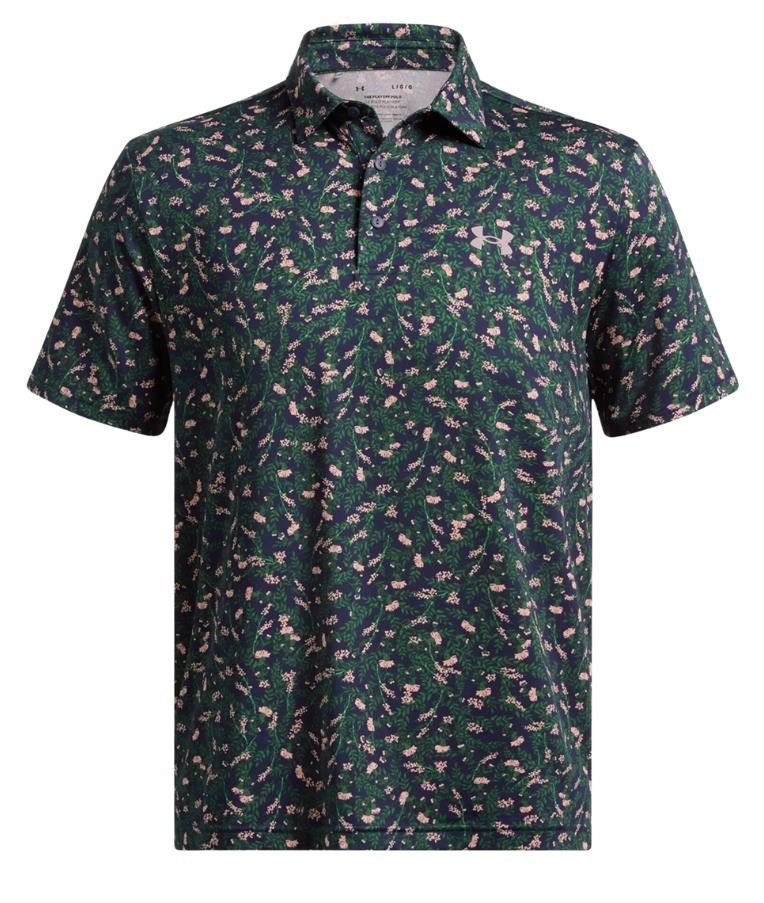 Under Armour Playoff 3.0 Printed herr polo, midnight navy/forest green/tetra gray