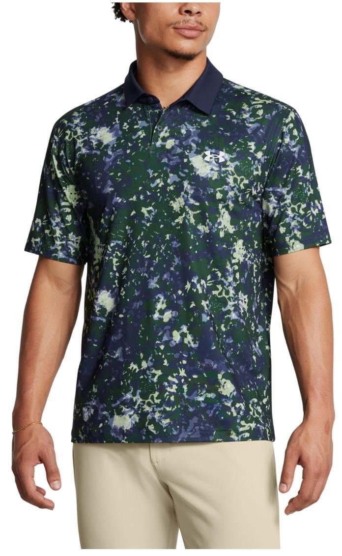 Under Armour T2G Printed herr polo, retro green/midnight navy