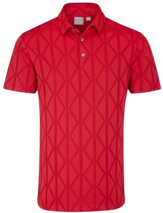 PING Lenny Jacquard herr polo, rich red