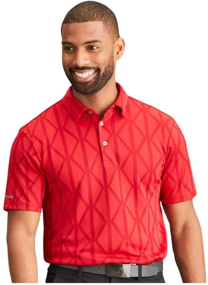 PING Lenny Jacquard herr polo, rich red