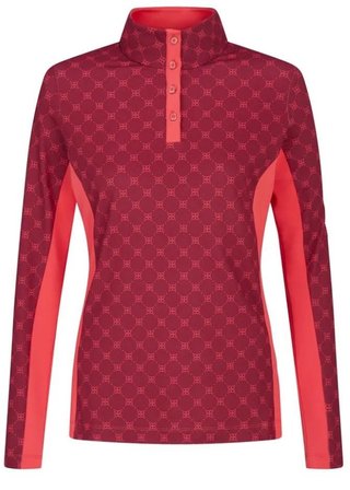 PING Lolette Printed långärmad dampolotröja, tibetan red multi/cayenne