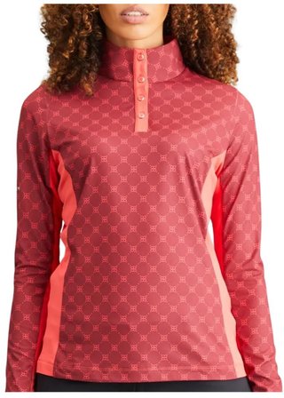 PING Lolette Printed långärmad dampolotröja, tibetan red multi/cayenne