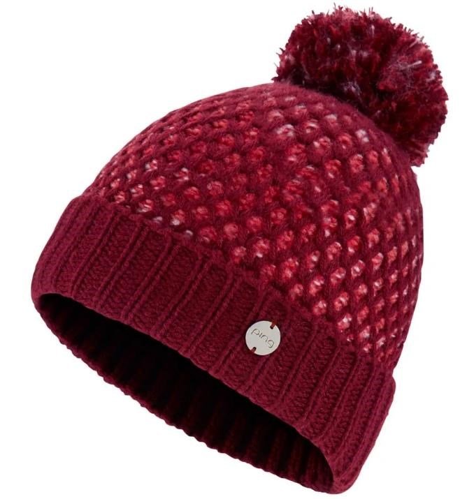 PING Oti Textured Knit Bobble damvintermössa, tibetan red multi