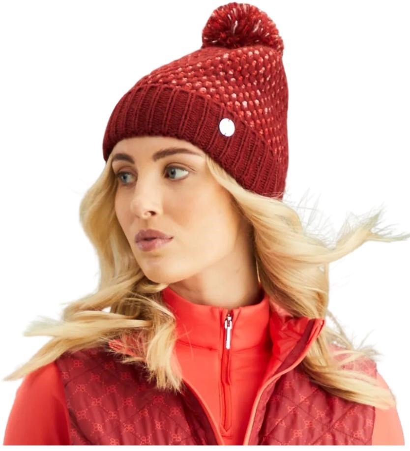 PING Oti Textured Knit Bobble damvintermössa, tibetan red multi