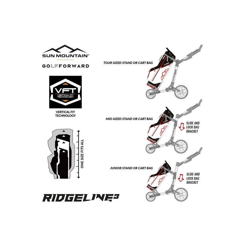 Sun Mountain Ridgeline 3 manuell golfvagn, svart