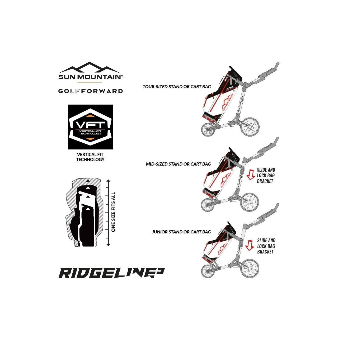 Sun Mountain Ridgeline 3 manuell golfvagn, sand/hunter
