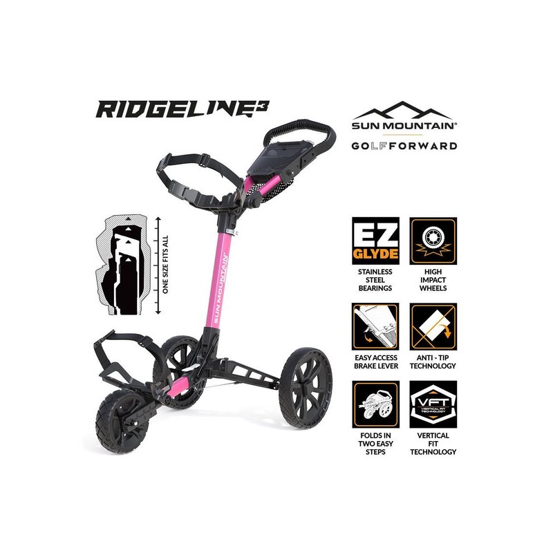 Sun Mountain Ridgeline 3 manuell golfvagn, rosa