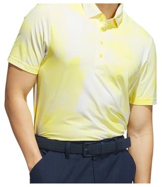 Adidas Ultimate365 Tour Printed herr polo, white/powder yellow