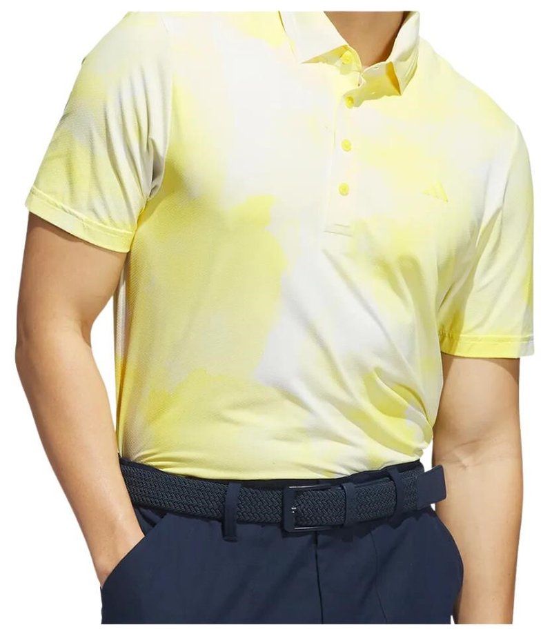 Adidas Ultimate365 Tour Printed herr polo, white/powder yellow