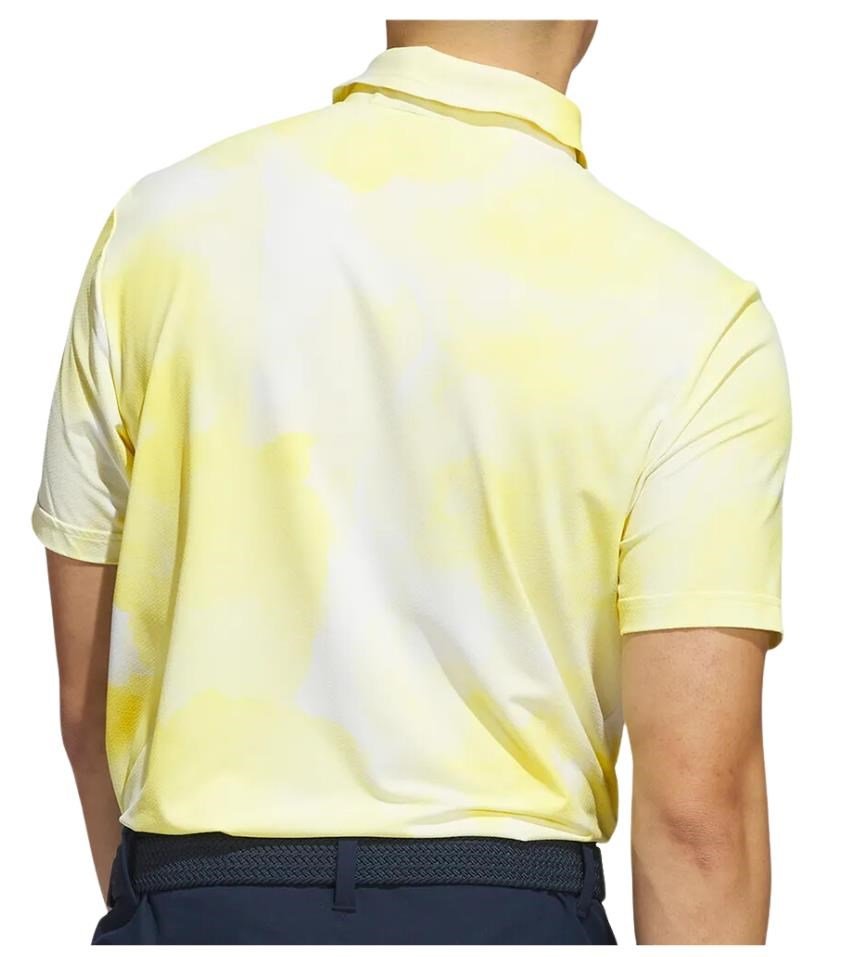 Adidas Ultimate365 Tour Printed herr polo, white/powder yellow