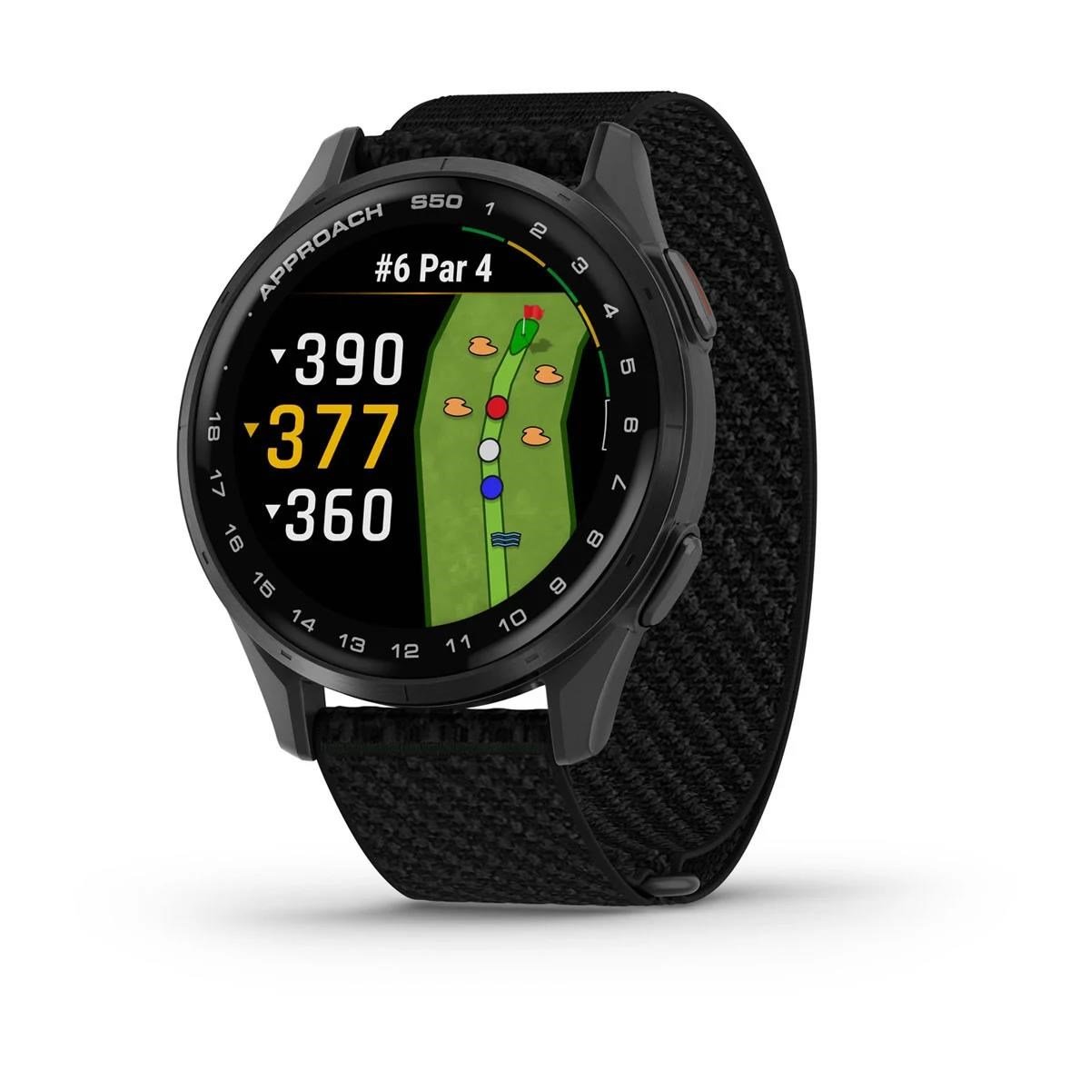 Garmin Approach S50 GPS-klocka, svart nylon/silver aluminium