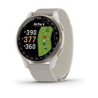 Garmin Approach S50 GPS-klocka, ivory nylon/cream gold aluminium