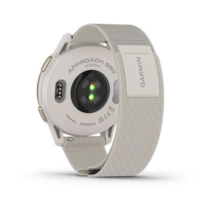 Garmin Approach S50 GPS-klocka, ivory nylon/cream gold aluminium