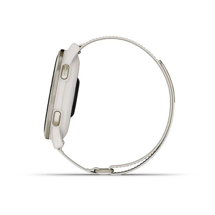 Garmin Approach S50 GPS-klocka, ivory nylon/cream gold aluminium