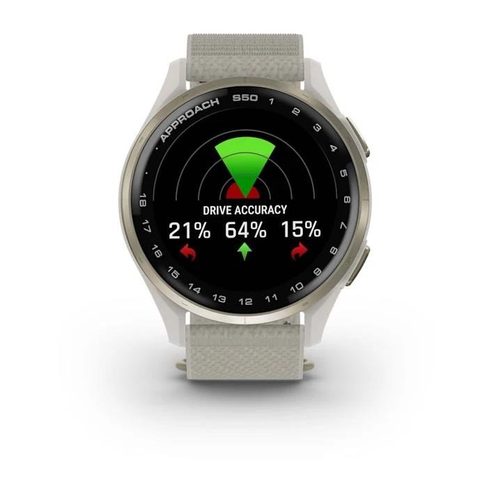 Garmin Approach S50 GPS-klocka, ivory nylon/cream gold aluminium
