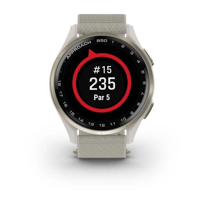 Garmin Approach S50 GPS-klocka, ivory nylon/cream gold aluminium
