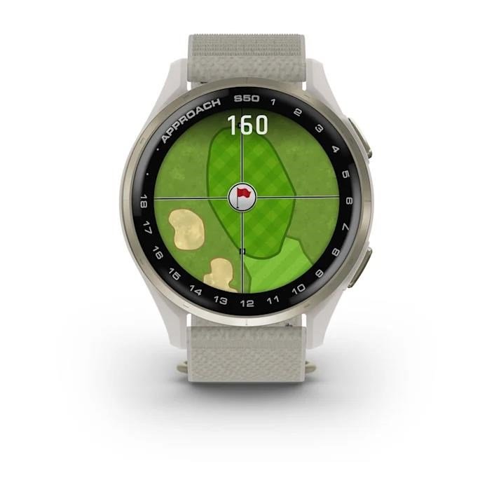 Garmin Approach S50 GPS-klocka, ivory nylon/cream gold aluminium