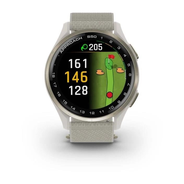 Garmin Approach S50 GPS-klocka, ivory nylon/cream gold aluminium