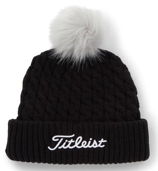 Titleist Cable Knit Pom Pom damkeps, svart