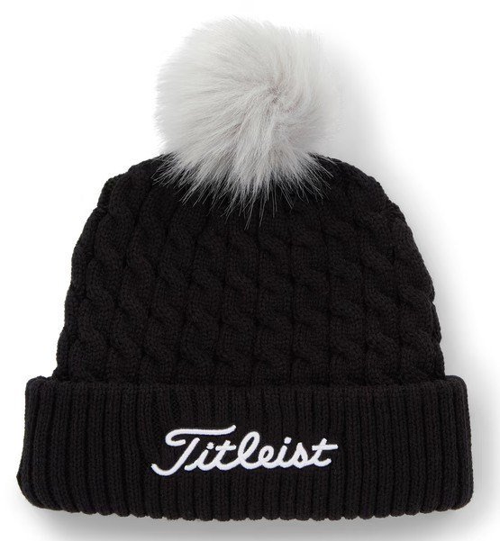 Titleist Cable Knit Pom Pom damkeps, svart