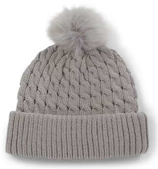 Titleist Cable Knit Pom Pom dam vintermössa, ljusgrå