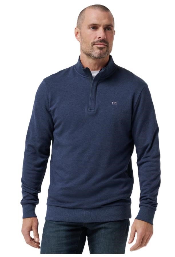 Travis Mathew CLOUD QUARTER ZIP 2.0 herr mikina, heather blue
