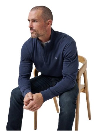 Travis Mathew CLOUD QUARTER ZIP 2.0 herr mikina, heather blue