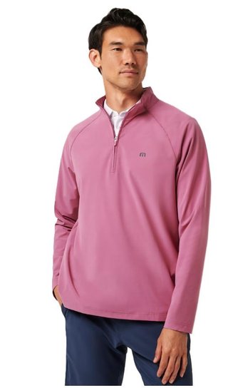 Travis Mathew Air Tram Quarter Zip herr hoodie, rose wine