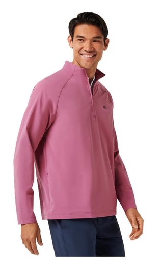 Travis Mathew Air Tram Quarter Zip herr hoodie, rose wine