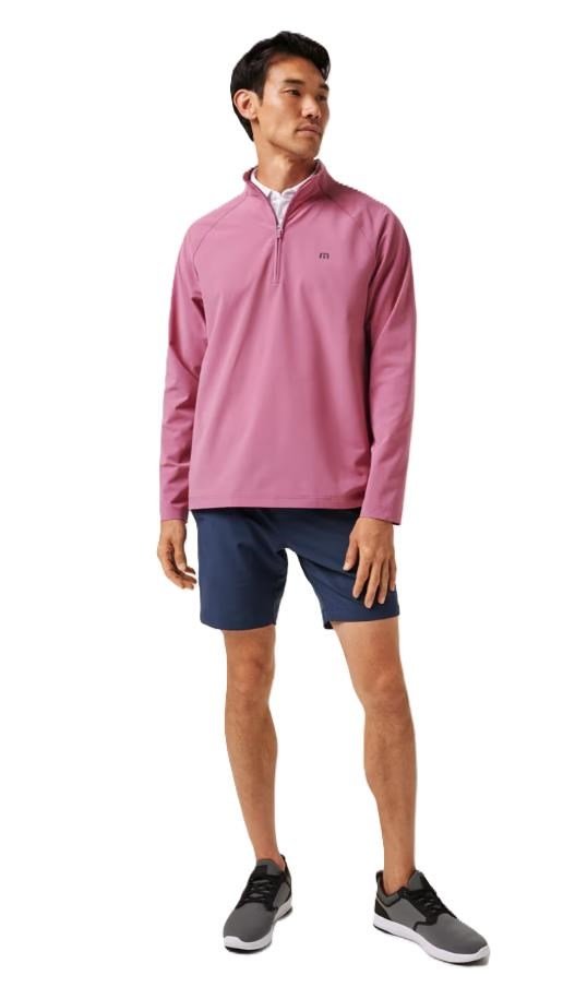 Travis Mathew Air Tram Quarter Zip herr hoodie, rose wine