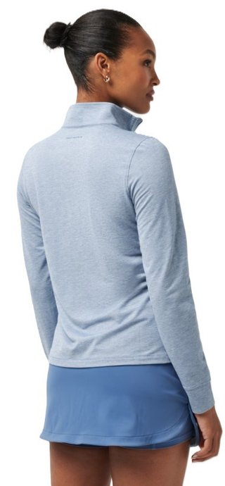 Travis Mathew Featherweightt Active Zip Long Sleeve dampolotröja, heather copen blue