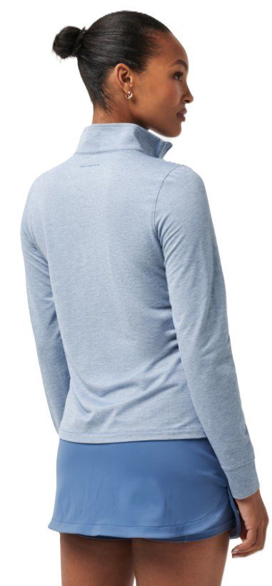 Travis Mathew Featherweightt Active Zip Long Sleeve dampolotröja, heather copen blue