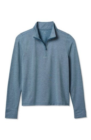 Travis Mathew Featherweightt Active Zip Long Sleeve dampolotröja, heather copen blue