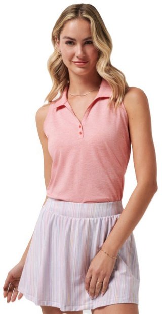 Travis Mathew Featherweight Active 2.0 Sleeveless dampolo, heather porcelain rose