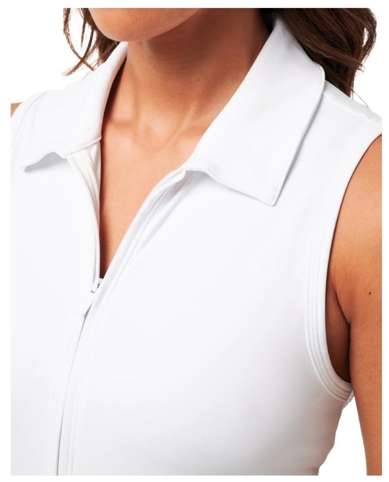 Travis Mathew Moveknit Sleeveless Polo damklänning, vit