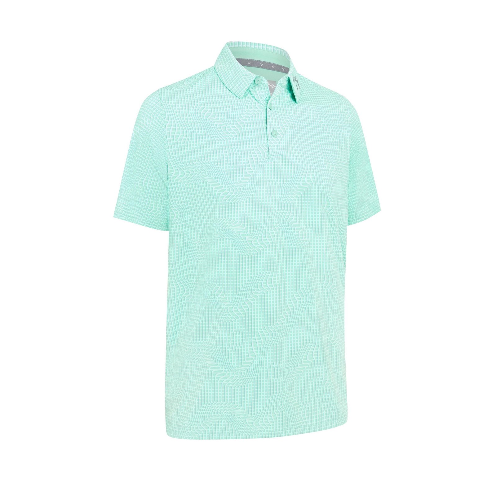 Callaway Warped Gingham Print herr polo, neptune green