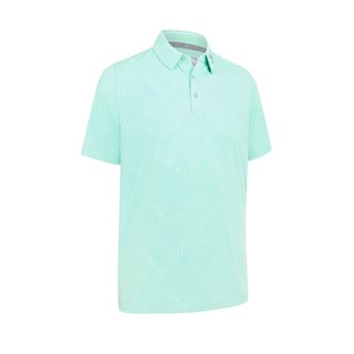 Callaway Warped Gingham Print herr polo, neptune green