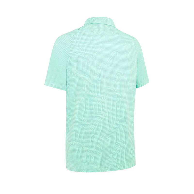 Callaway Warped Gingham Print herr polo, neptune green