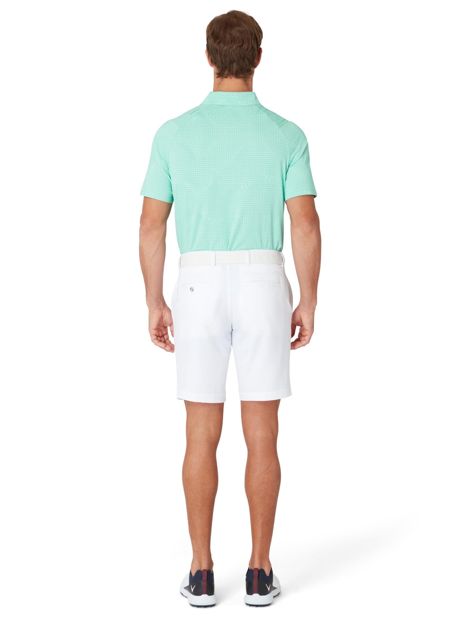 Callaway Warped Gingham Print herr polo, neptune green