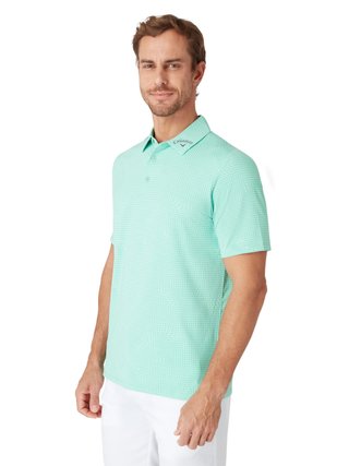 Callaway Warped Gingham Print herr polo, neptune green