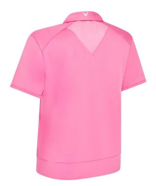 Callaway Waist Length Mesh Detail Short Sleeve dampolo, cheeky pink