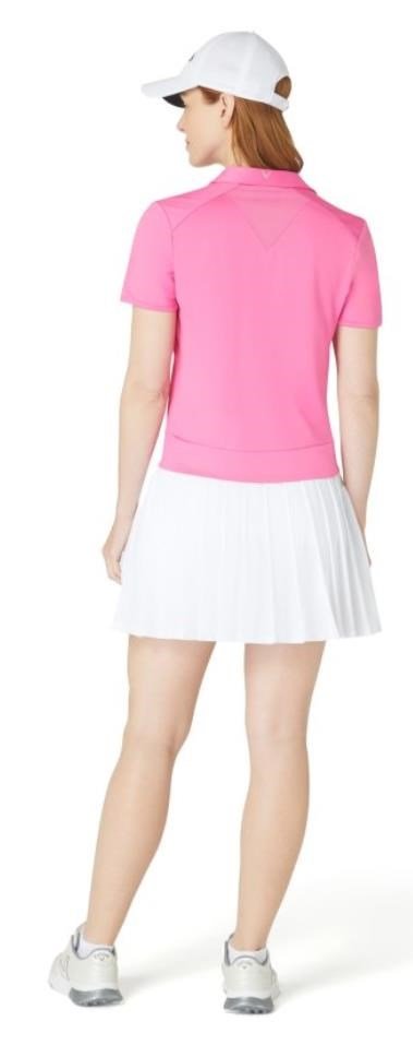 Callaway Waist Length Mesh Detail Short Sleeve dampolo, cheeky pink