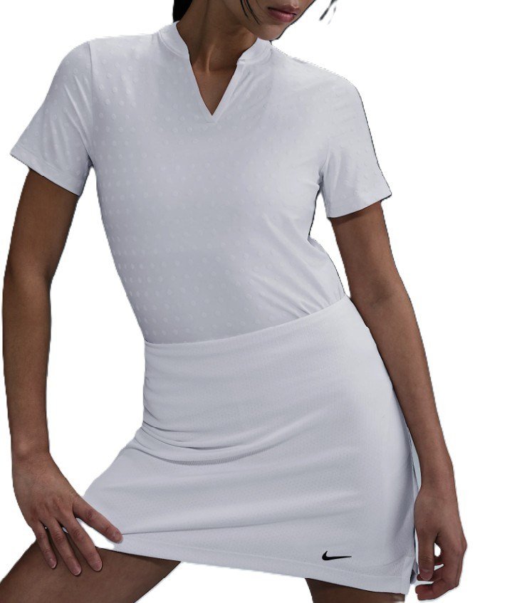 Nike Woman Dri-FIT Short-Sleeve Blade Jacquard dampolo, vit/svart