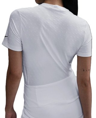 Nike Woman Dri-FIT Short-Sleeve Blade Jacquard dampolo, vit/svart