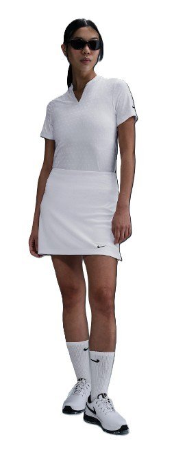 Nike Woman Dri-FIT Short-Sleeve Blade Jacquard dampolo, vit/svart