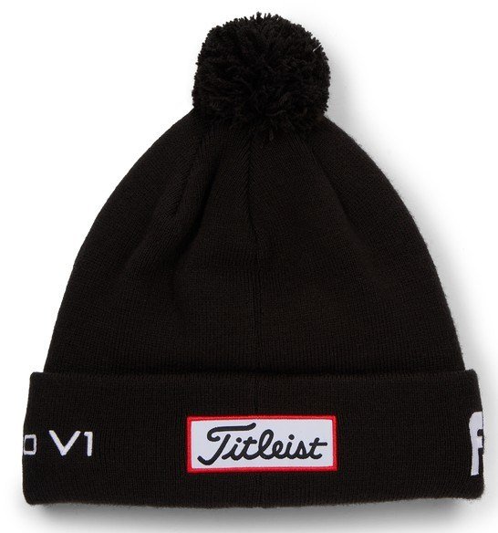 Titleist Tour Pom Pom unisex vintermössa, svart/vit